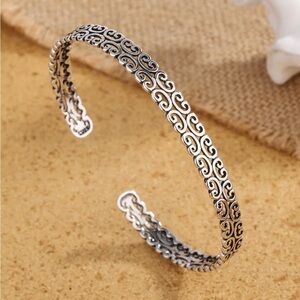 925 sterling silver Hollow Out Auspicious Cloud Bangle Silver Plated Flowers